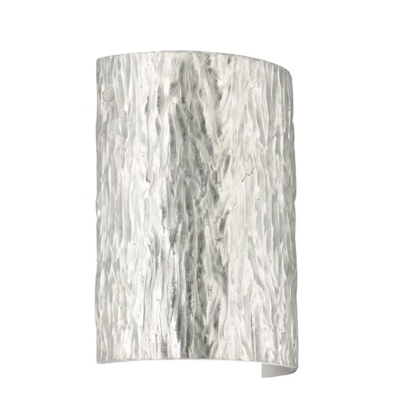 Besa Lighting Tamburo 8 Wall Sconce, Stone Silver Foil, Polished Nickel Cap Finish, 1x8W LED 7090SF-LED-PN